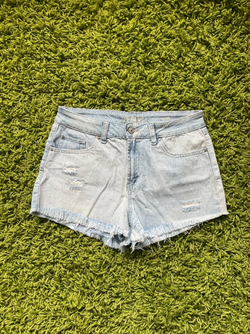 Women's striped cutoff denim shorts